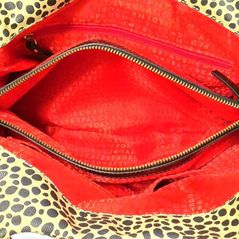 Kate Spade Vintage Shoulder Bag Animal Print Patent Leather Straps Red Interior - Picture 11 of 13